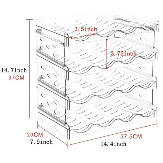 Water Bottle Organizer Stackable Cup Beverage Storage Stand Large Capacity Refrigerator Clutter Organizer Space Saving Wine Rack