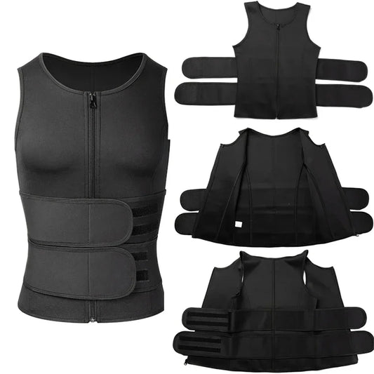 Men'S Compression Sweat Sauna Vest New Slimming Suit for Students Waist Belts Body Shaper Tank Top for Workout Fitness Gym