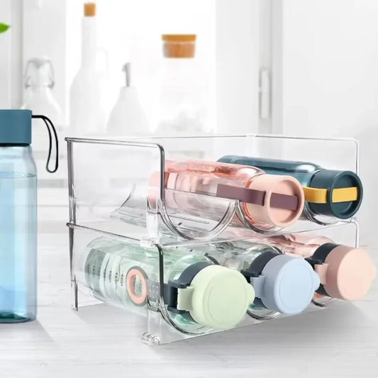 Water Bottle Organizer Stackable Cup Beverage Storage Stand Large Capacity Refrigerator Clutter Organizer Space Saving Wine Rack