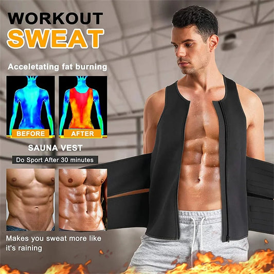 Men'S Compression Sweat Sauna Vest New Slimming Suit for Students Waist Belts Body Shaper Tank Top for Workout Fitness Gym