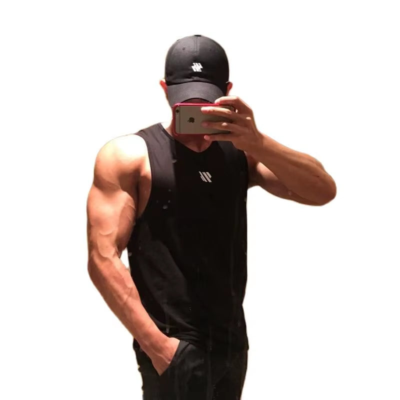 Mannen Bodybuilding Tank Tops Gym Workout Fitness Mouwloos Shirt Running Kleding Stringer Singlet Zomer Toevallige Vest