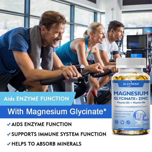 Magnesium Glycinate 500Mg Capsules High Absorption with Zinc,Vitamin D3 B6 Support Dietery Supplement Stress & Anxiety Relief