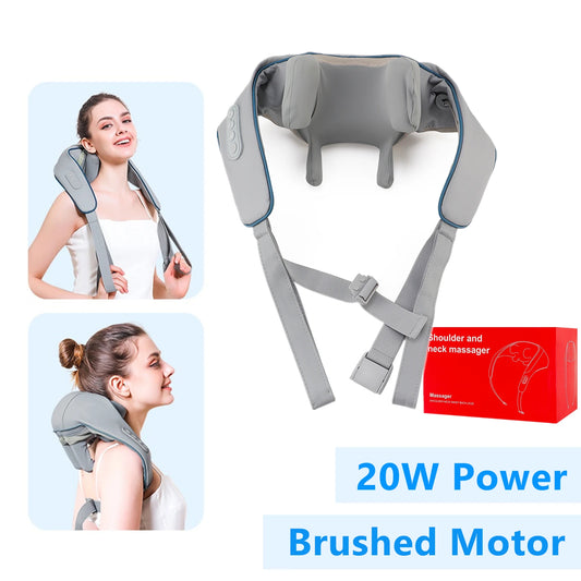 26W Wireless Brushless Motor Neck & Shoulder Massager – Kneading Massage Shawl for Back and Shoulder Relief