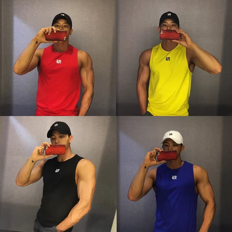 Mannen Bodybuilding Tank Tops Gym Workout Fitness Mouwloos Shirt Running Kleding Stringer Singlet Zomer Toevallige Vest