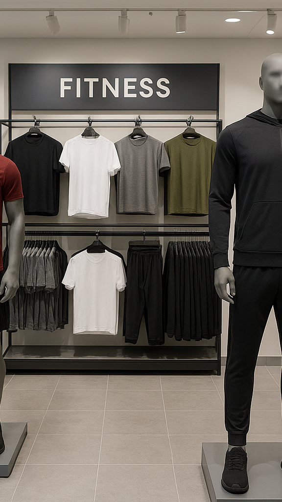 mens fitness clothing section